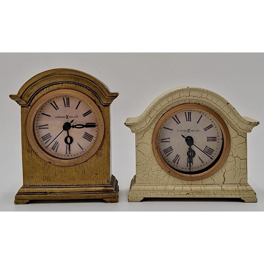 Lot of 2 Howard Miller C06450 Mantel Desk Clocks Decor Only Parts Repair